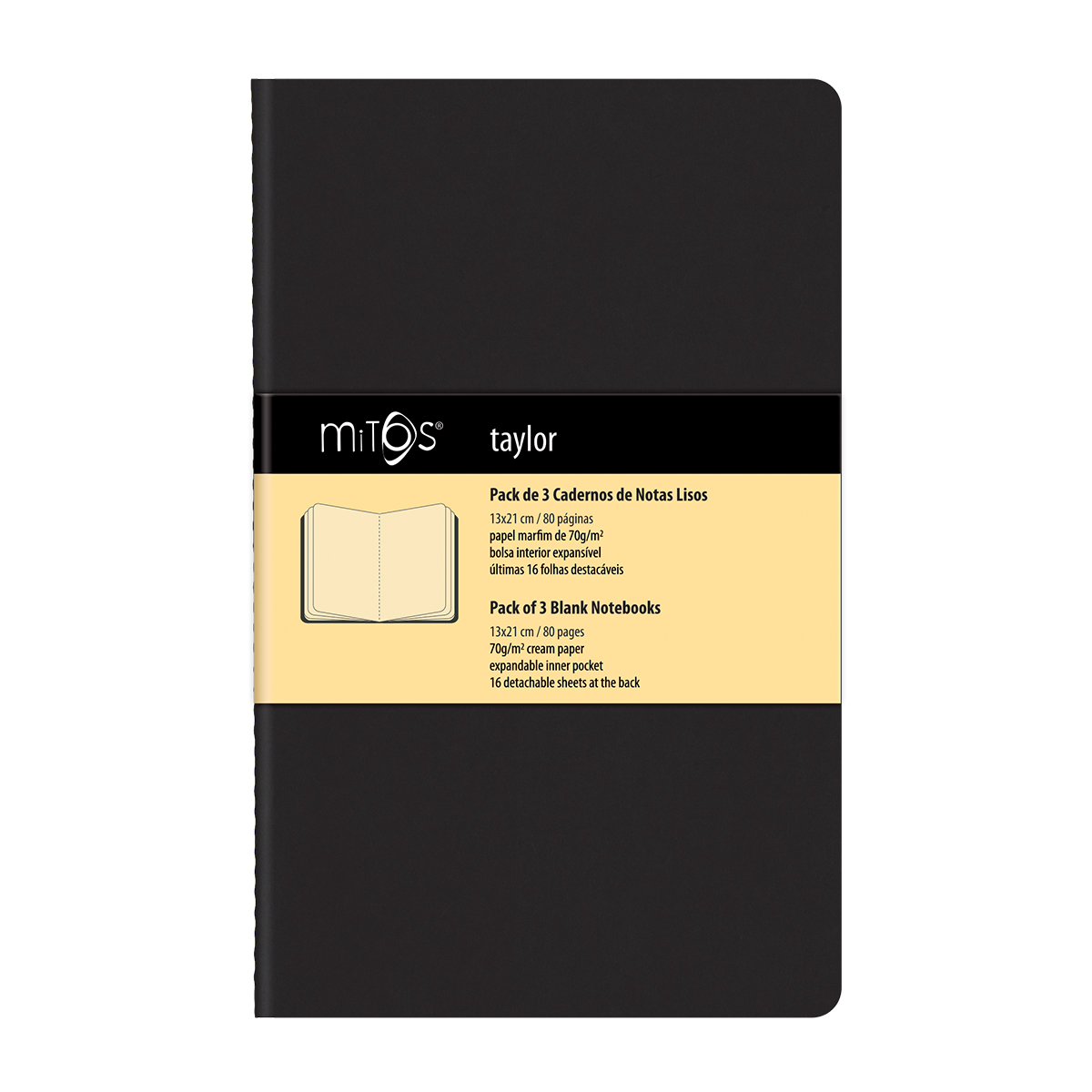 MITOS® TAYLOR-Pack3 Cadernos Notas Liso(13x21cm)80pag